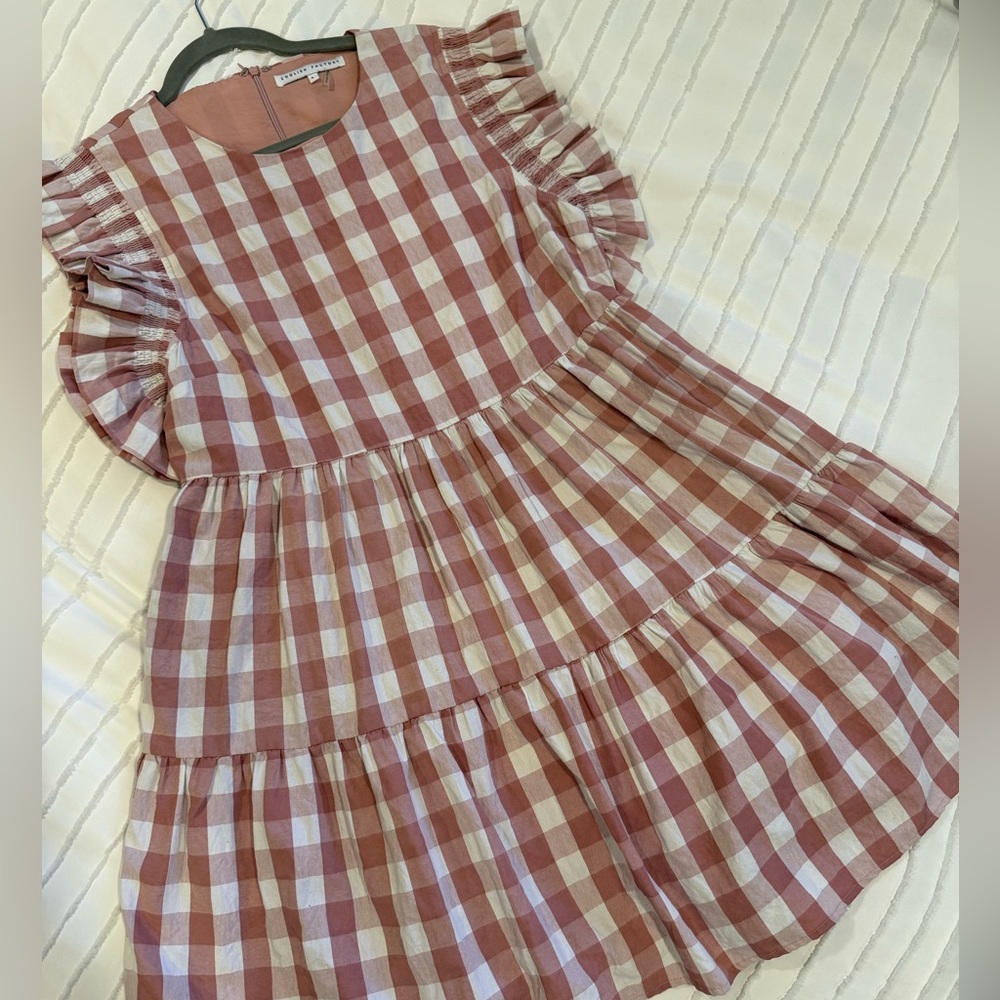 Just in time for Spring! Flouncy, ruffle shoulder sundress by English Factory